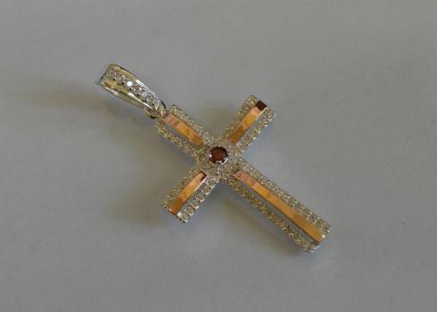 Срібний хрестик з напайками із золота