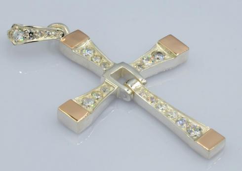 Срібний хрест з накладками з золота