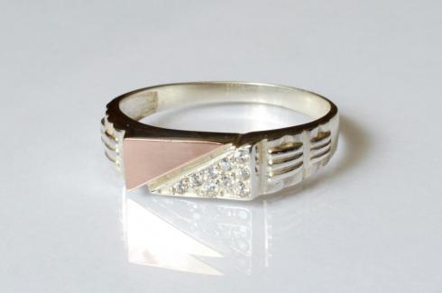Срібний перстень з пластинами із золота