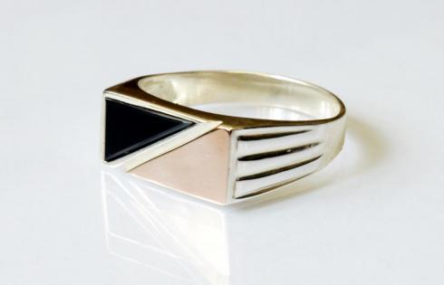 Срібний перстень  з золотими накладками