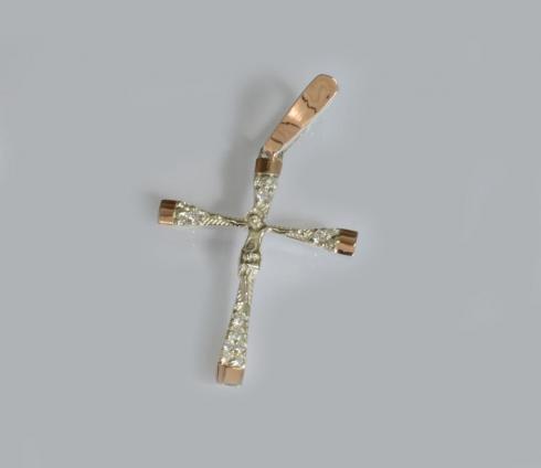 Срібний хрестик з золотими вставками